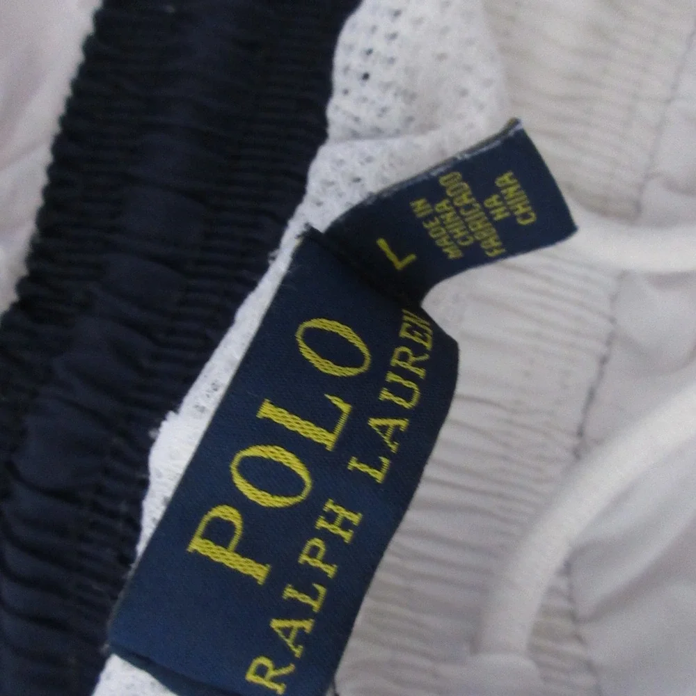 Polo Ralph Lauren Swim Shorts L White Trunks Lined Pony Logo Boys Kids Beach